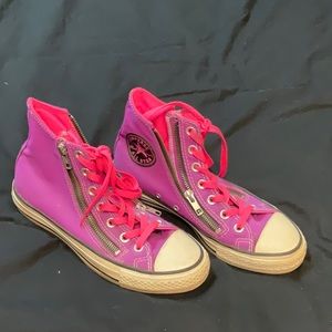 Purple and Pink zip up high top converse size 7 (women’s)